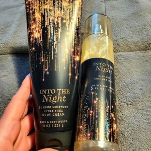 Into the Night bath and body works body lotion and shimmer mist